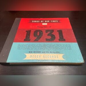 Songs Of Our Times Hits Of 1931 Vintage Decca Vinyl Records Book 3/4 Records VTG
